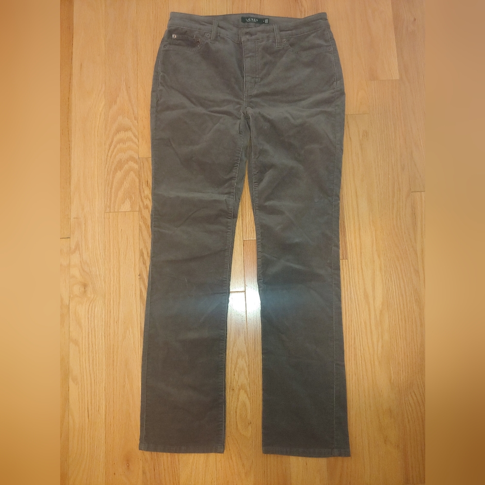 NWOT LAUREN Ralph Lauren Gray Premier Corduroy Straight Leg Pants  – Size 8 - Picture 2 of 8